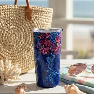 Lilly Pulitzer Stainless Steel Tumbler | 20 oz Insulated Cup with Lid | Floral